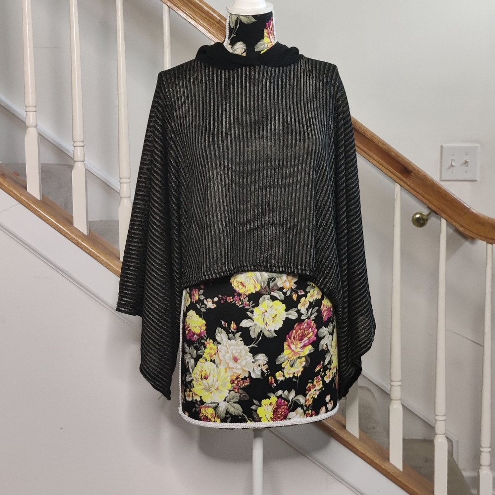 ZARA Black and Silver hoodie top
